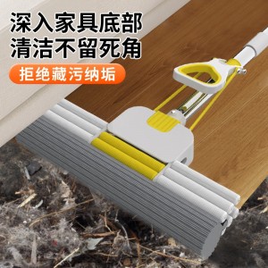 海绵拖把滚轮式加宽加大免手洗家用懒人吸水胶棉拖把家用一拖净